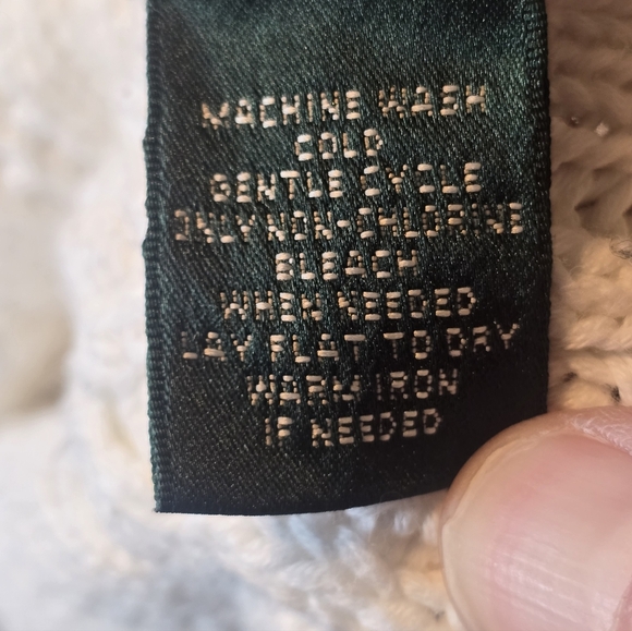 Lauren Ralph Lauren Cream Cotton Cable Knit Sweater 3/4 Sleeve Petite Small - Picture 3 of 7